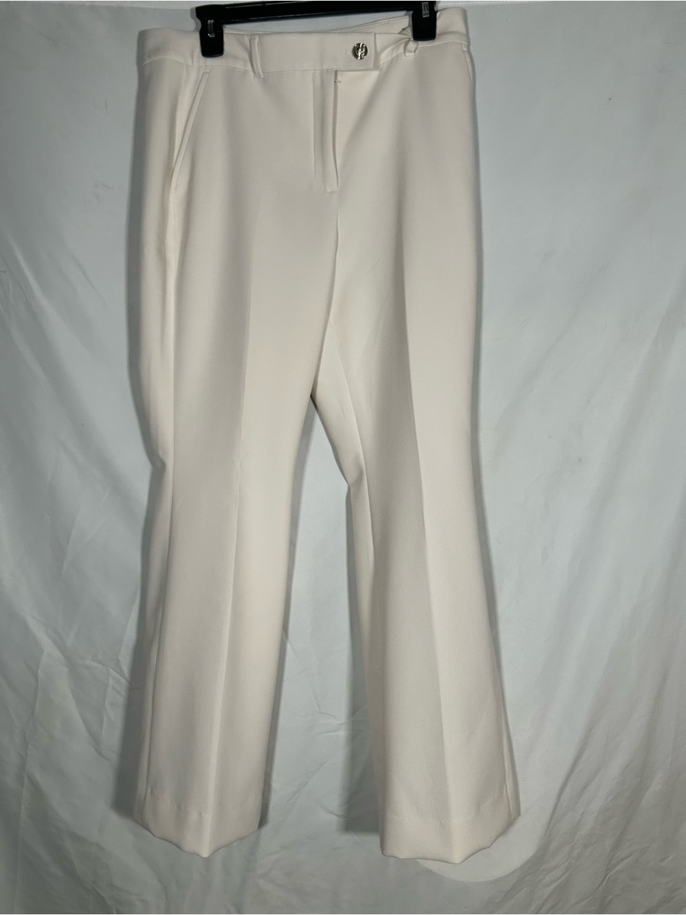 WHITE HOUSE BLACK MARKET WHBM WHITE SLIM BOOT STRETCHY WORK PANTS WOMENS 10